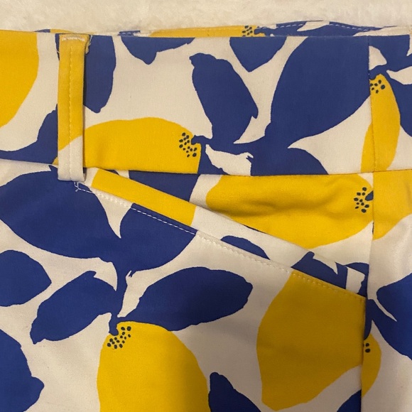 LOFT High Waist Shorts with Lemon Print - Yellow and Blue NEW WITHOUT TAGS - Picture 7 of 8